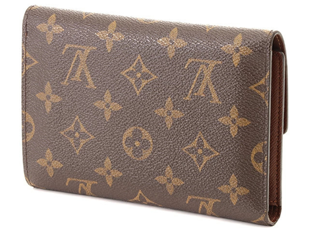 Louis Vuitton Monogram Papier Porte Wallet Wallet Tri fold Tresor Etui Brown